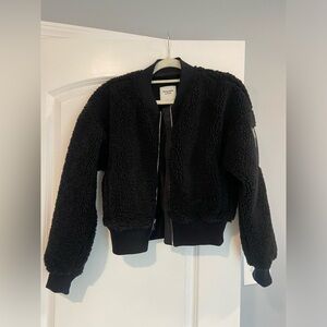 Women's Abercrombie & Fitch Black Sherpa Bomber Jacket size S